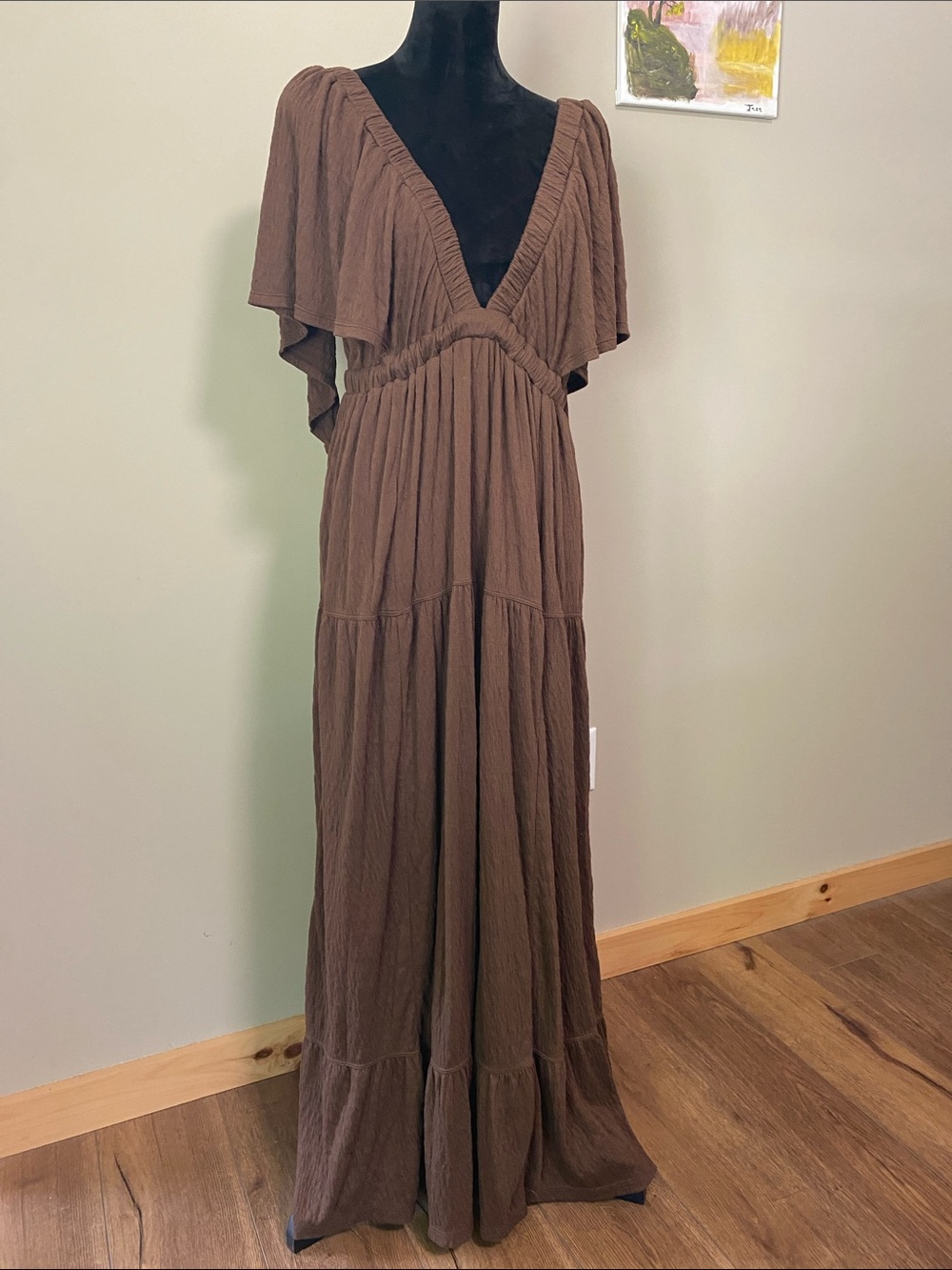 Free People Beach La La Maxi Dress in Fondu Fudge size Large - Picture 3 of 7